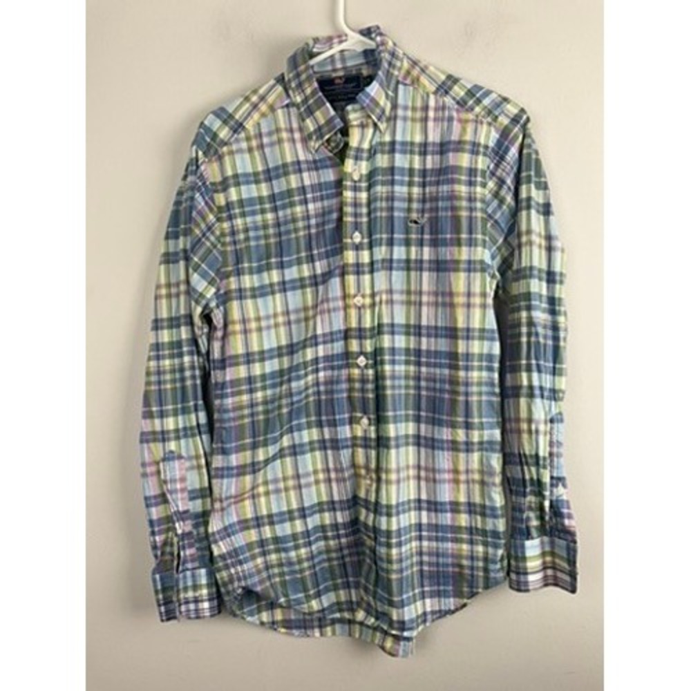 Vineyard Vines‎ Shirt Mens Small Lavender Plaid Slim Fit Whale Button Down Logo